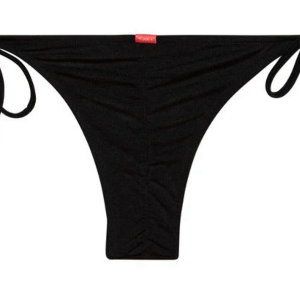 Doll Swim Black Micro Scrunch Bikini Bottom Tie Side Small NWT Liner Intact